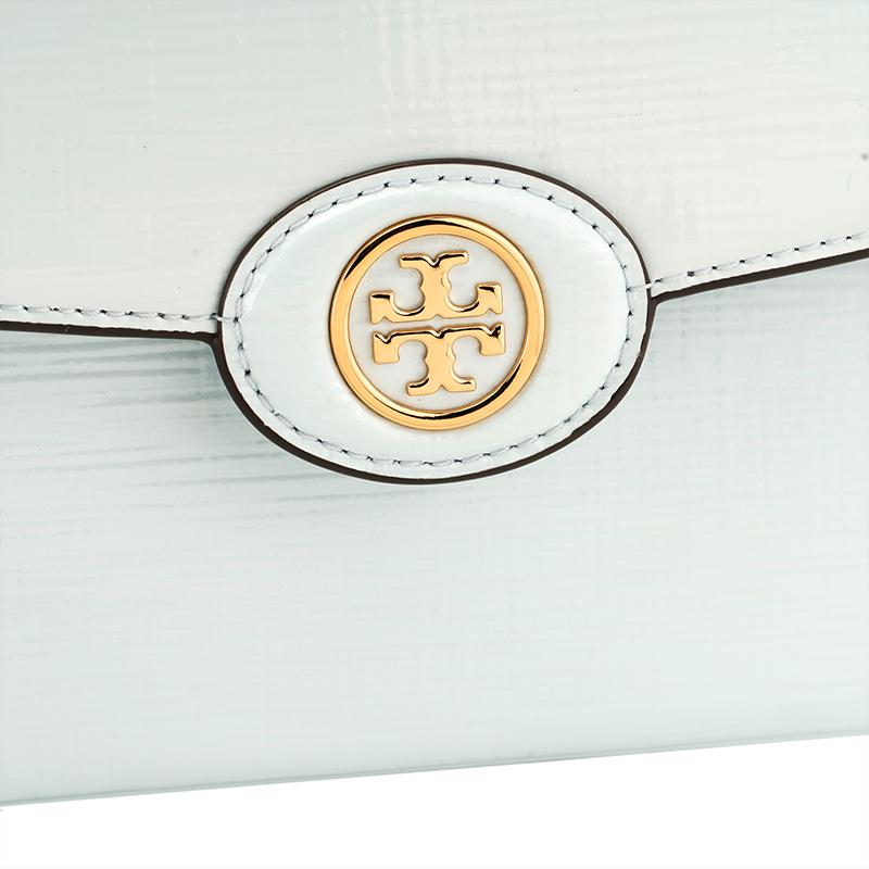 Tory Burch Женская сумка через плечо Robinson с логотипом Cross, на магнитной кнопке, стеганая, из кожи, небесно-голубая 154731-400