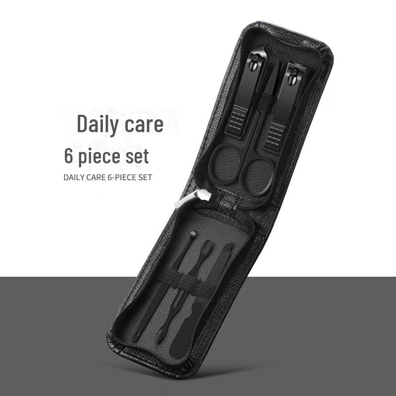 Немецкое качество 6-предметный темно-зеленый портативный набор для ухода за ногтями с кусачками, ножницами и инструментами для педикюра