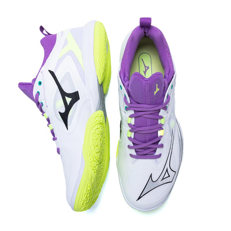 Mizuno Кроссовки Wave Claw Neo 3 Wide White Neo Lime Lavender унисекс 71GA247312