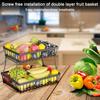 2 Tier Countertop Fruit Basket with Banana Hangers Large Capacity Rectangular Storage Stand Bowls Detachable Kitchen Organizer for Bread Vegetable