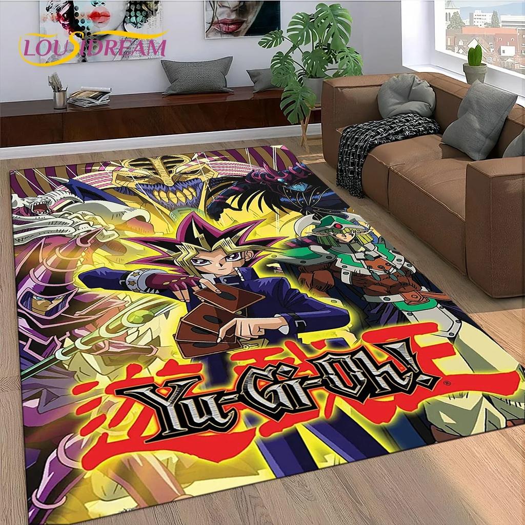 2025 New Yu-Gi-Oh Blue Eyes Dragon Monster Gold Card Cartoon Game Carpet Rug for Bedroom Living Room Home Sofa,Decor Floor Mat