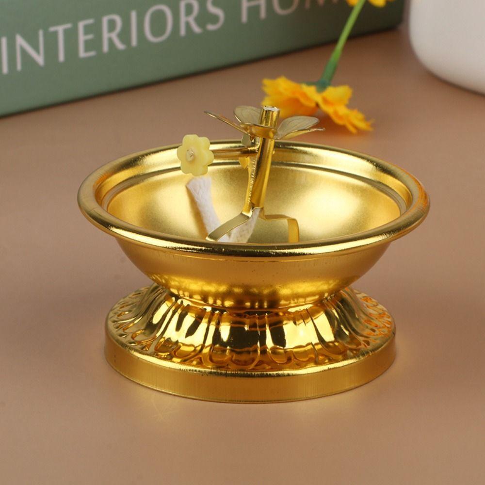 Exquisite Zinc Zinc Alloy Oil Lamp Anti-slip Oil Dish Ornaments Vintage Butter Lamp Holder  Household