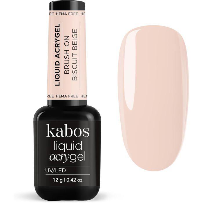 Kabos Acrygel autolissant en flacon pour construire, renforcer et allonger les ongles jusqu’à 5 mm, Biscuit Beige