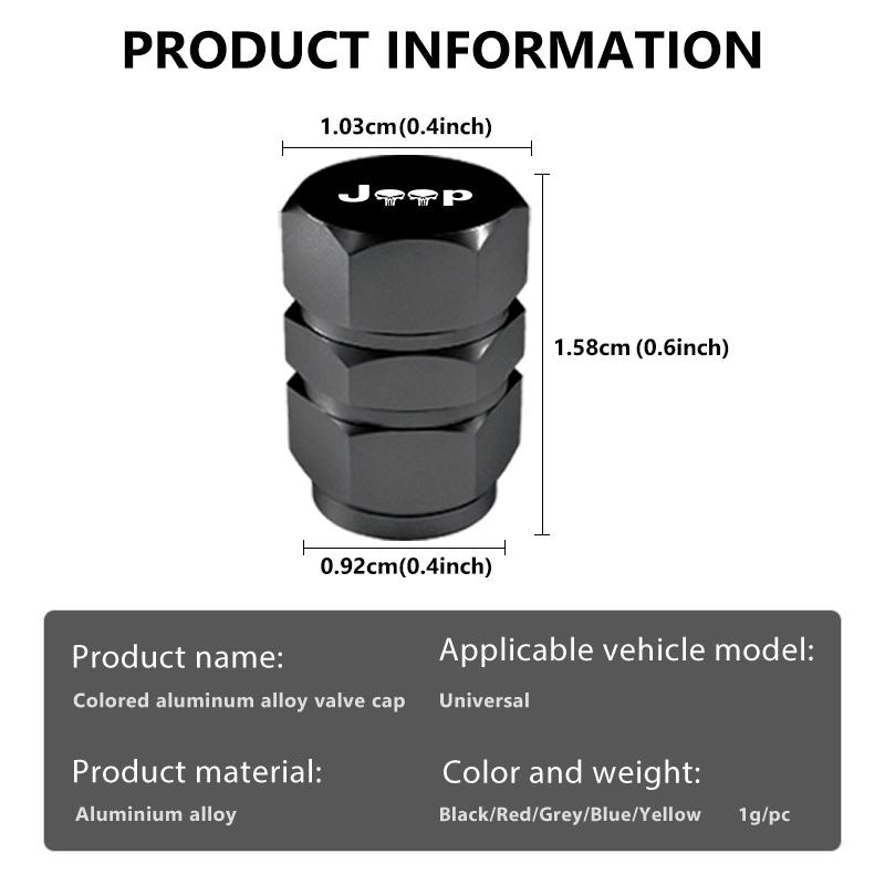 Car Wheel Caps Valve Stem Cap Tire Covers Aluminum Air Valve Tire Accessories For Jeep Compass Renegade Cherokee Wrangler JK LVCZN1