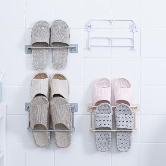 Shoe Rack Foldable Bathroom Slipper Rack Wall Mounted Punch-free Easy Access And Space Saving Shoe Organizer