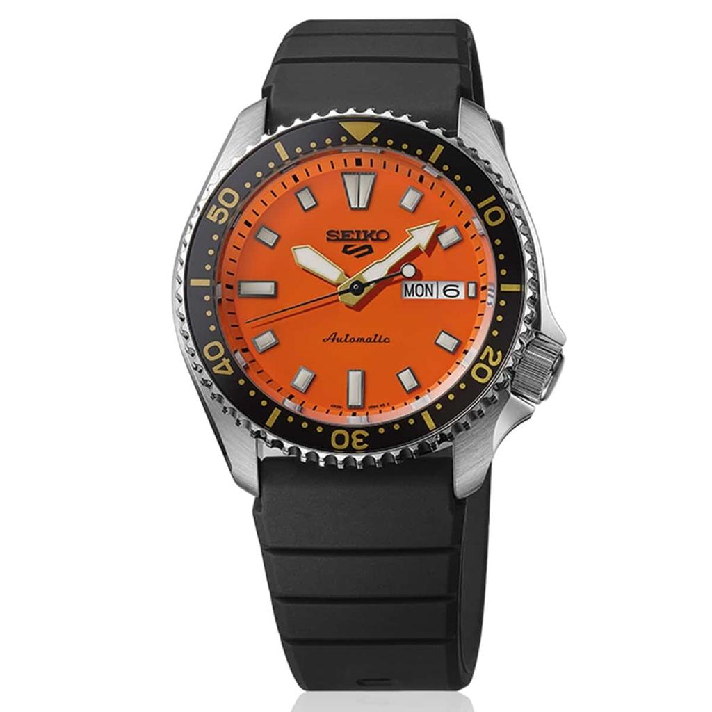 Seiko SRPL89K1 5 Sports SKX Automatic Watch for Case Men, 42.5mm Size, Orange/Black