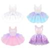 Kids Girls Sequins Ballet Tutu Dress Ballerina Sleeveless Bowknot Dance Dress Performance Dancewear Costume