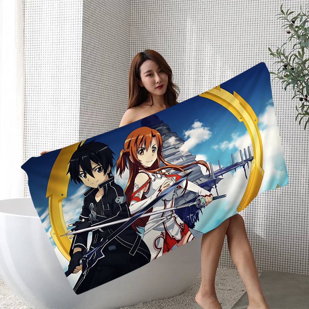 Япония Аниме Sword Art Online Пляжное полотенце Цветные банные полотенца для девочки Микрофибра Быстросохнущее Без песка Пляж Йога Спа Спортзал Бассейн