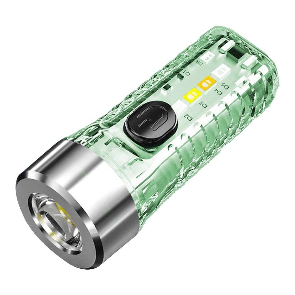 2022 Mini Keychain Flashlight USB Fast Charging Led Lights Waterproof Pocket Fluorescent Lamps Outdoor Warning Camping Flashlight