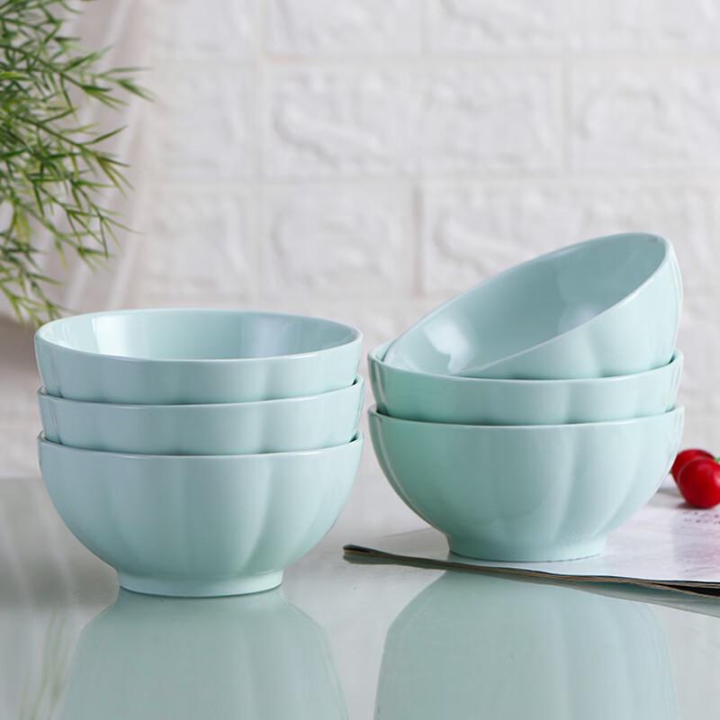 Haoya Nordic Celadon Pumpkin Ceramic Rice Bowl Set