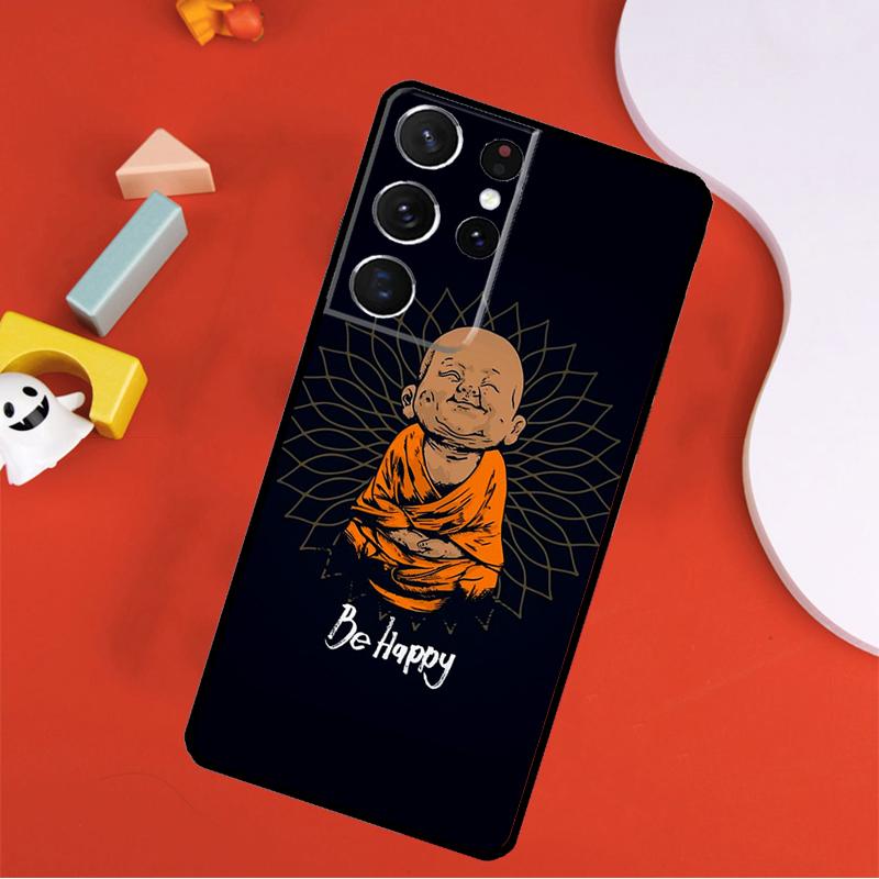 Be Happy Little Buddha Phone Case For Samsung Galaxy S25 Ultra S24 Ultra S9 S10 S20 S21 S22 S23 Plus S24 FE Cover