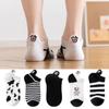 Cute Cartoon Black White Spring Summer Striped Cow Socks Boat Socks Women's Socks Ankle Short Socks