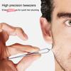 Прочный утолщенный пинцет из нержавеющей стали для удаления волос на бороде и бровях, плоский кончик, удобный захват, инструмент для выщипывания волос на лице