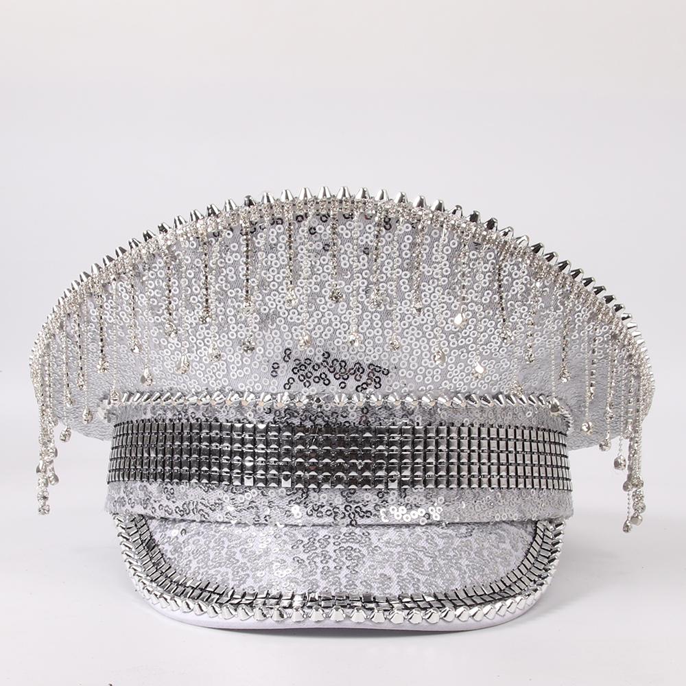 Женская и мужская военная шляпа с шипами, кепка капитана, королева, роскошная шляпа сержанта с кисточками и стразами, шляпа для девичника, праздничная шляпа на день рождения