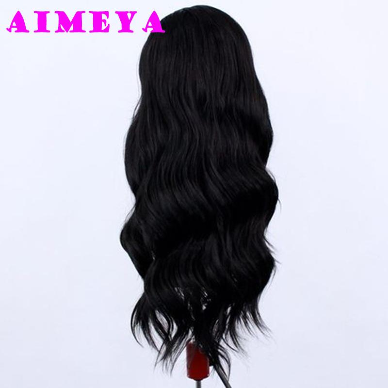 AIMEYA Synthetic Black Lace Front Wig for Women Natural Wave Free Part Natural Hairline Heat Resistant Daily Wear Cosplay Wigs
