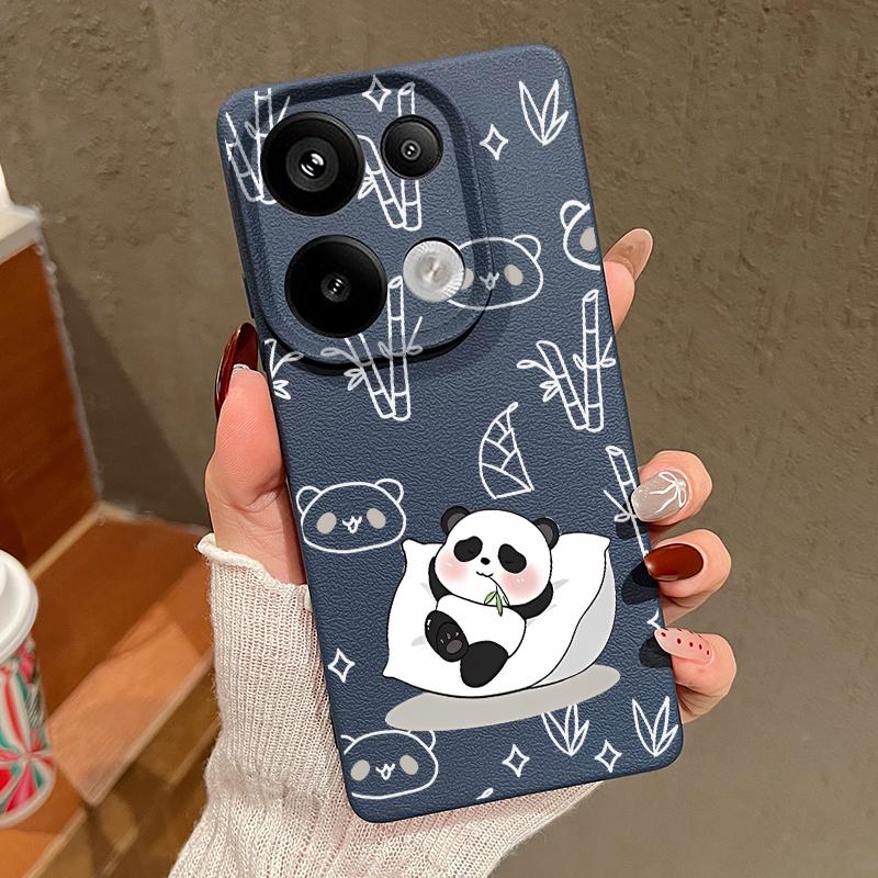 Мягкий силиконовый чехол с рисунком панд для Xiaomi 13t Poco X6 M6 Pro Redmi Note 14 13 12 11 10 Pro, ударопрочный, кожаный, текстура, однотонный, тонкий чехол