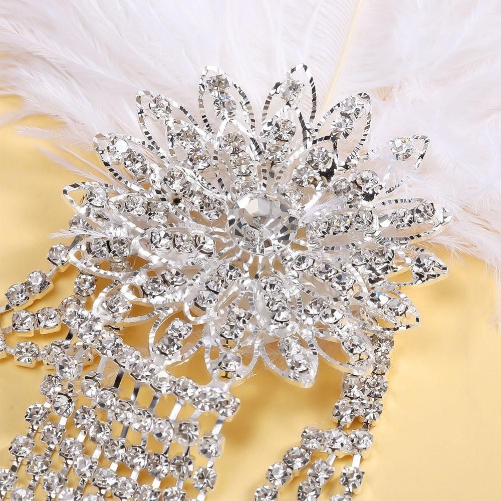 Exquisite Vintage Feather Headband Sequin Crystal Masquerade Hair Band Rhinestone Tassel 1920s Hair Accessories Women