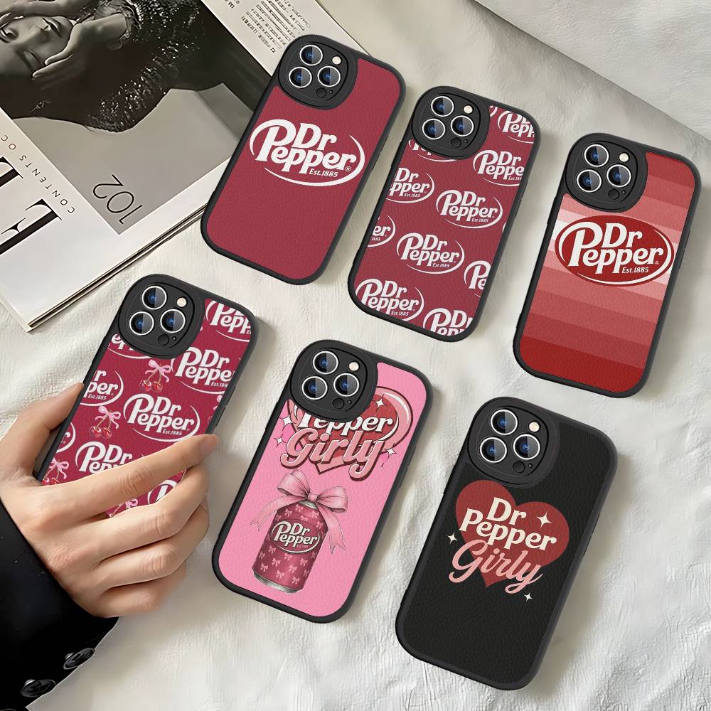 Бренд газированного напитка Dr Pepper Для iPhone 16 15 14 16E 13 12 11 Pro Max Plus Кожаный чехол для телефона