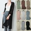 Women's Long Summer Thin Ice Silk Knitted Sunscreen Soft Modal Cardigan Jacket Loose Air-conditioned Basic Simple Long Sleeve Shirt Cardigans