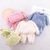 Kuz Qish Uy Kiyimi Flanel Pijama Qizlar O'g'il Bolalar uchun Uzun Yengli Toplar+Shim Kostyumlari Moda Uy Kiyimi Chaqaloq Bolalar uchun Uxlash Kostyumi