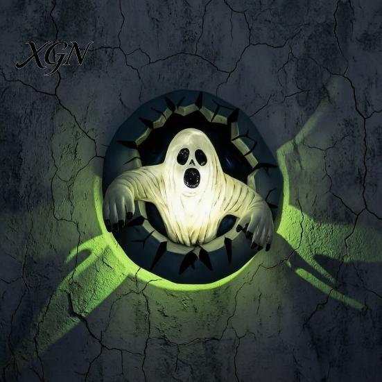 Halloween Ghost for Bookshelf Spooky Break Out The Wall Decoration, Light Up Durable Statue Horror Resin Haunted House, Holiday Home Decor Craft
