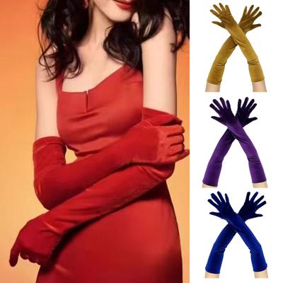 Женские бархатные длинные перчатки ретро перчатки до локтя 1920-е годы Флэппер опера вечеринка