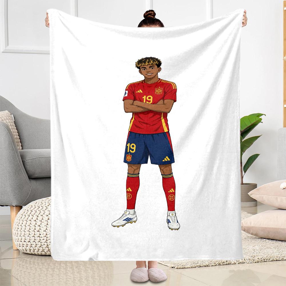 Lamine Yamal's Champions Celebration Moment Blanket Warmthful Decor Suitable for Livingroom Chair Couch for All Seasons Modern Style