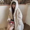 Imitation Fur Jacket Women's New Thickened Medium and Long Plush Coat Loose Casual Hooded Winter Fashion