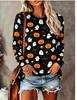 Women Halloween Long Sleeve T‑Shirt Day of The Dead Sugar Skull Rose Floral Print Crew Neck Fall Casual Tops