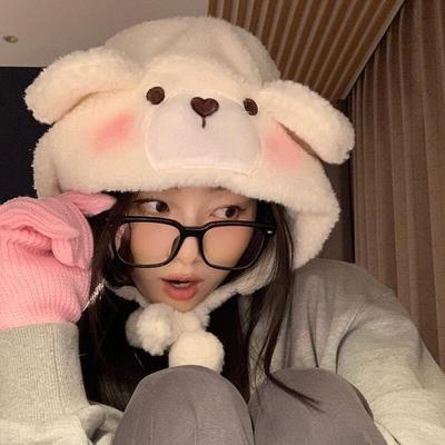 Зимняя шапка с капюшоном Pommy Милый меховой капюшон с плюшевым мишкой