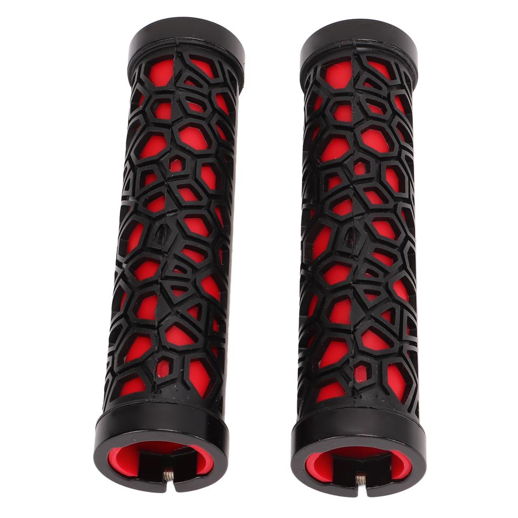Bike Handle Grip Red Anti Slip Raised Texture Stable High Strength Double Locking Mountain Bike Handle Bar Grips