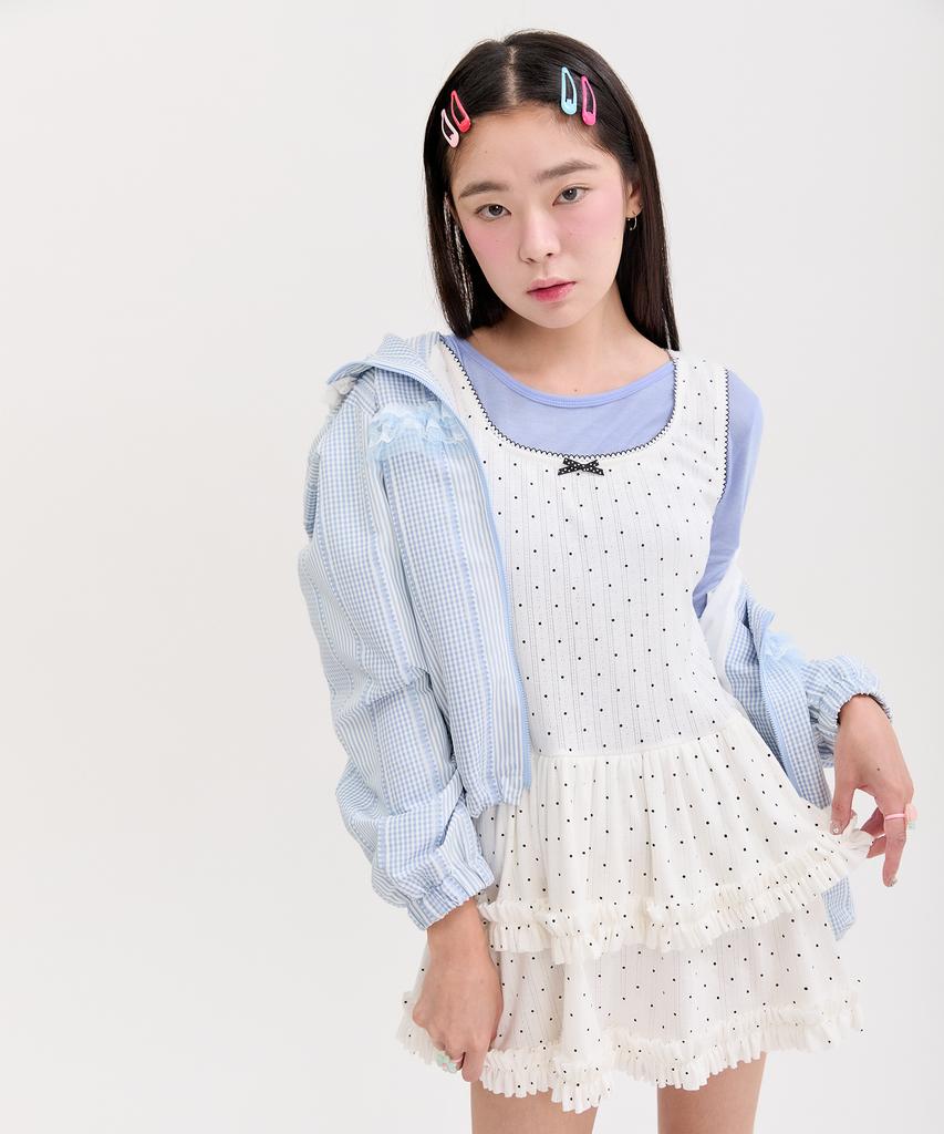 Платье с оборками в горошек Nep Nep Layered Dot Frill_Белый