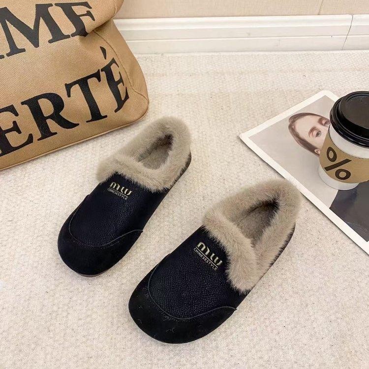 Туфли Doudou из бархата с одной педалью в стиле ретро, женские, новые, нескользящие, с мягкой подошвой, повседневные, теплые, хлопковые туфли 2024 года