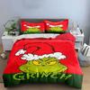 Grinch Christmas Santa Hat Bedding Duvet Cover Set Duvet Cover Pillowcases  (1*Duvet Cover 2*Pillowcases, without duvet insert)