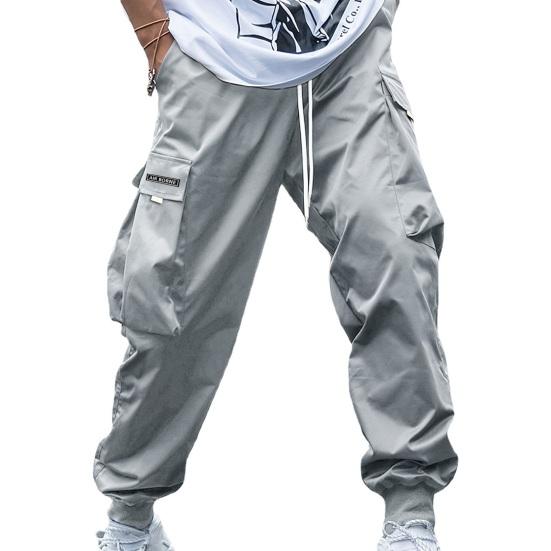 Мужские брюки-карго с несколькими карманами и эластичной резинкой на талии, свободные повязки на щиколотке, мягкие дышащие брюки с глубоким промежутком в стиле хип-хоп, уличная одежда, повседневные брюки