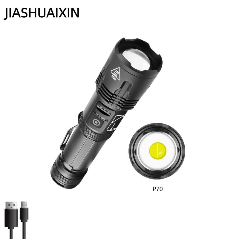 Мощный фонарик JIASHUAIXIN XHP99 с 5 режимами зарядки, зажимом-ручкой и ударной головкой; Тактический фонарь XHP70 высокой мощности