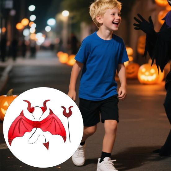 3 шт./компл. обруч для волос с крыльями дьявола, трезубец, вилка, демон, ролевая игра, повязка на голову, аксессуары для костюма на Хэллоуин