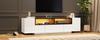 180*40*48cm Freestanding TV Cabinet with LED Light, L-Shape and Drawers, High-Gloss White, Suitable for 75-Inch TVs, White+Black