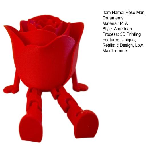 Фигурки роз, напечатанные на 3D-принтере, ко Дню святого Валентина, подвижные суставы, украшения с регулируемой позой, креативная скульптура для домашнего декора