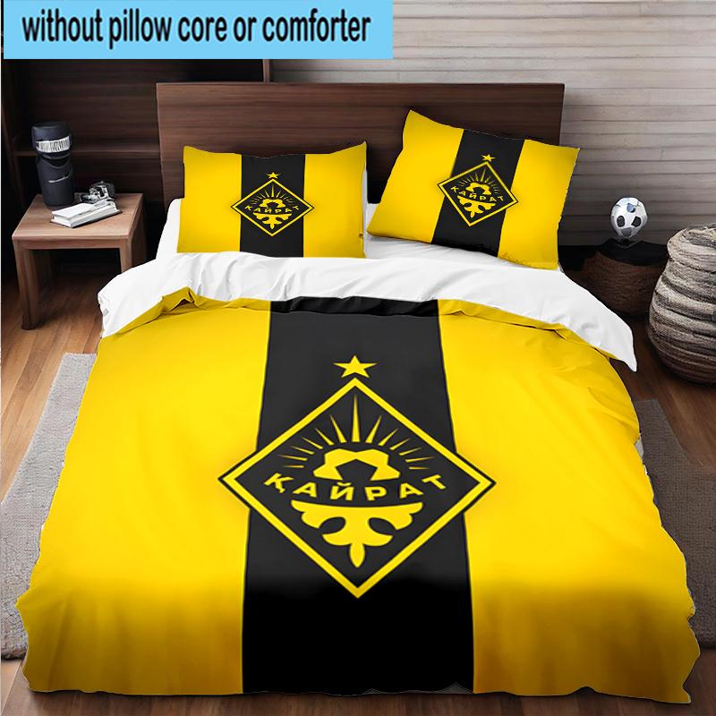 3PCS Yellow Black Kairat Bedding Set,Including 1pc Duvet Cover And 2pcs Pillowcases Perfect for Bedroom, Dormitory, Fan Christmas gift
