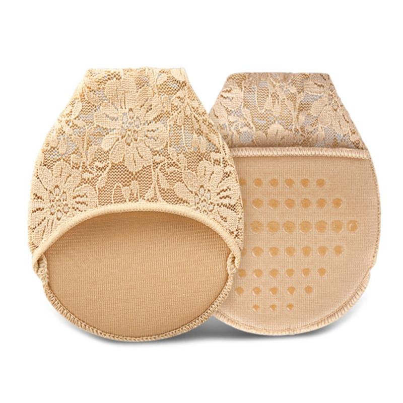 1 Pair Half Toe Socks Women Lace Toe Topper Socks No Show Liner Invisible Toeless Socks Forefoot Non-Slip Insoles Pads