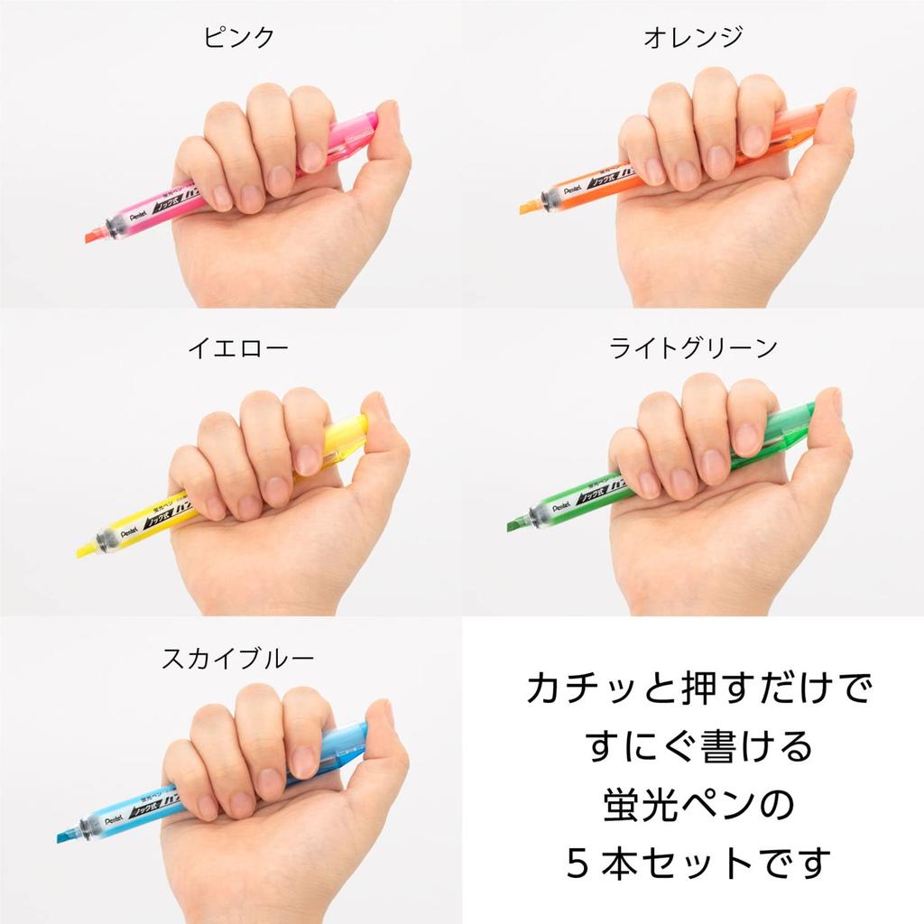 Набор выдвижных текстовыделителей Pentel Handyline S, 5 цветов SXNS15-5