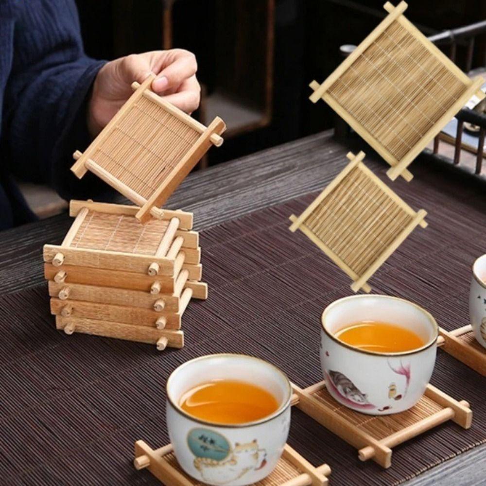 Термостойкие Теплоизолированные Подставки Бамбуковый Поднос для Десертов и Выпечки Прочная Подставка для Чашки