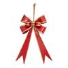 Metal Christmas Bowknot Ornament with Decorative Edging, Notched Bowknot Ends, and Integrated Cord for Party Backrops and Mantels Displays
