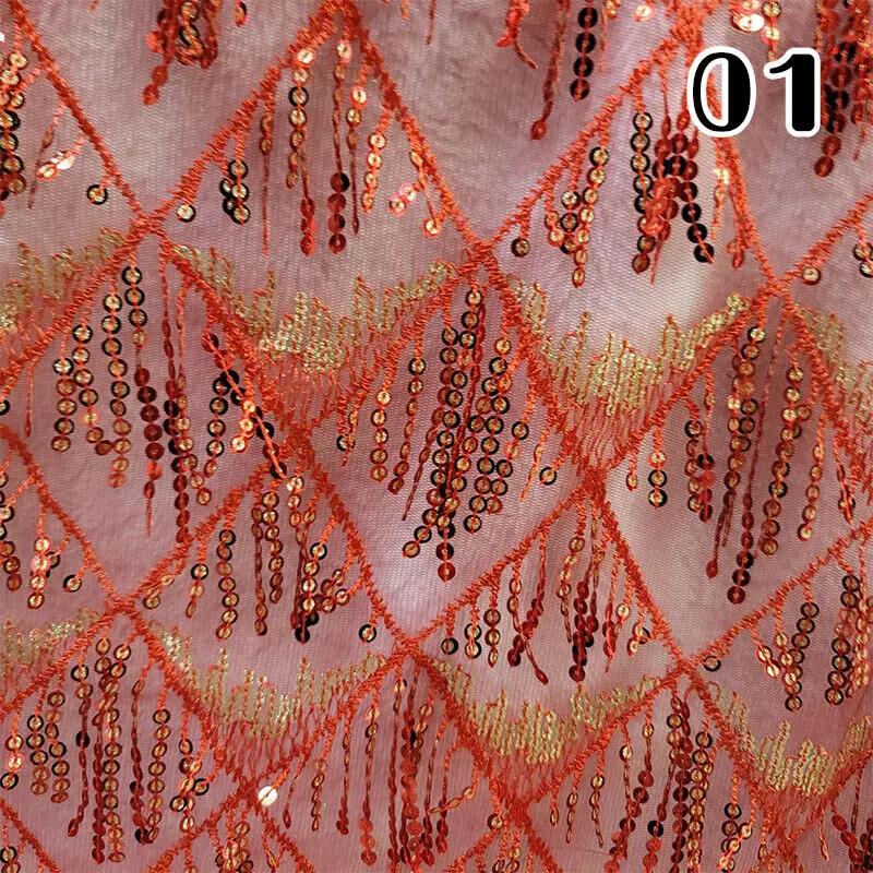 Sequins Embroidered Lace Fabric Diamond Fringe Wedding Dress Material Elegant Beads French Sequins Lace Fabric For Clothing