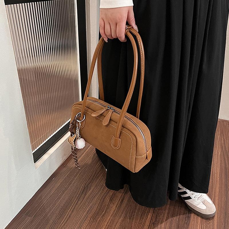 Новая замшевая сумка через плечо для женщин, многокарманная сумка под мышкой, сумка из искусственной замши однотонного цвета, сумка-саквояж на молнии для работы, покупок CLE