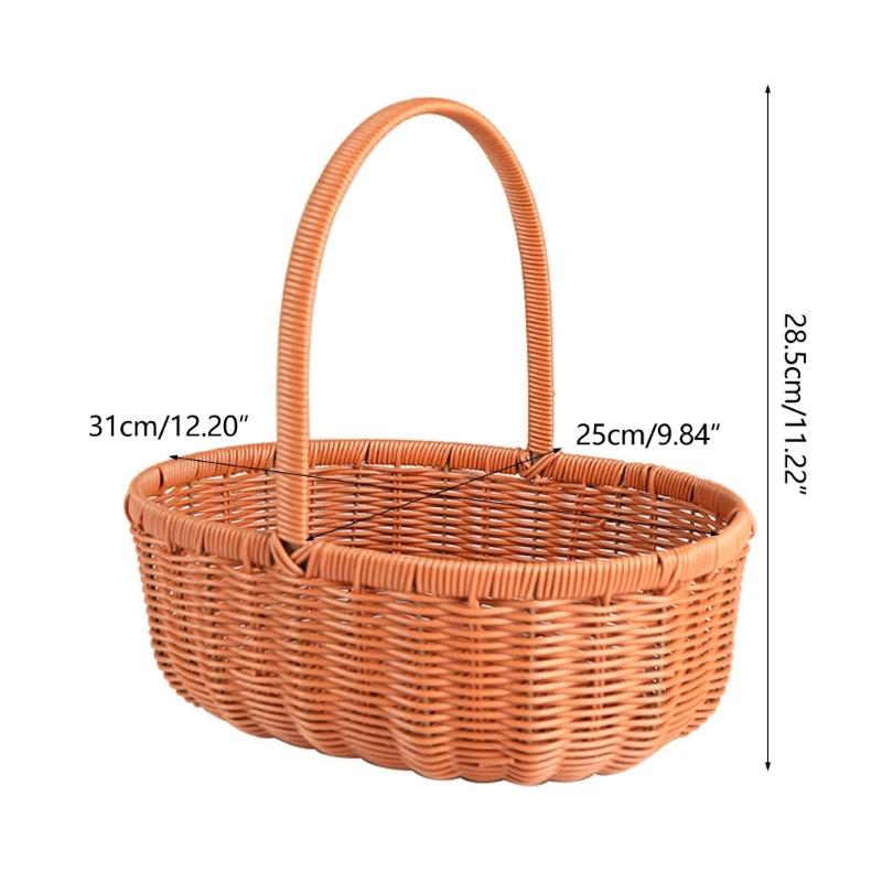 Плетеная корзина с цветами Практичная корзина для хранения яиц и фруктов Цветочные корзины с ручкой Элегантные украшения для женщин и девочек