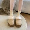 2024 Модные блестящие зимние сапоги для женщин с толстой подошвой, нескользящие меховые ботильоны, женские короткие плюшевые хлопковые туфли