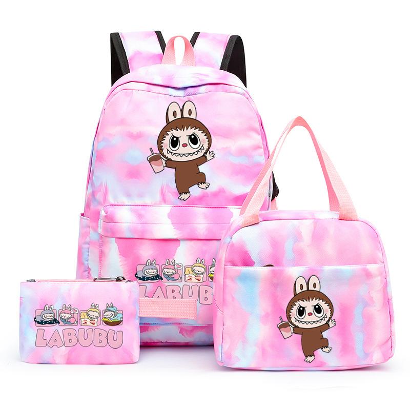 3Pcs/set Printed Backpack with Lunch Bag Pencil Case Student Teenager Boy Girl Bagpack Women's Backpack Set Travel Bag