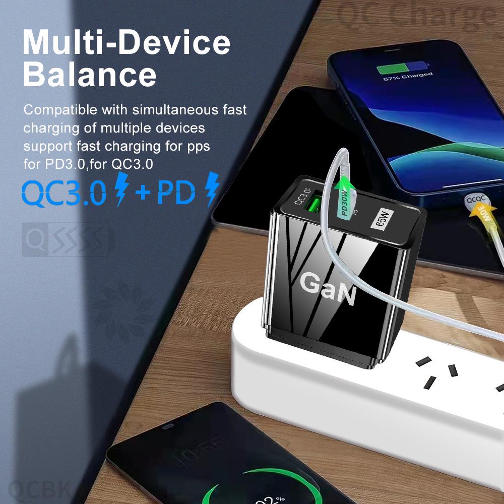 33 Вт GaN USB-зарядное устройство для мобильных телефонов QC 3.0 с вилкой US/EU/UK для быстрой зарядки